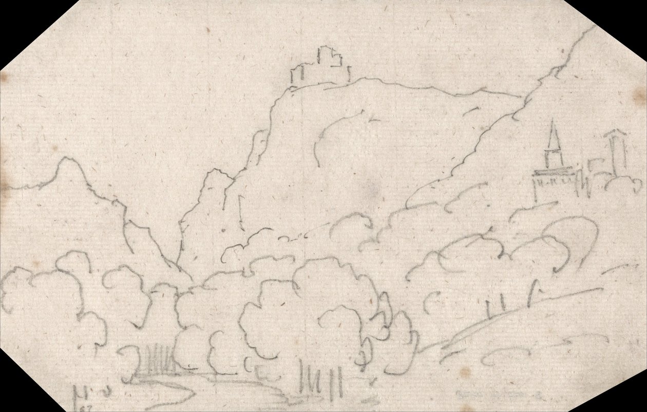 Mountain View with Buildings by John Robert Cozens
