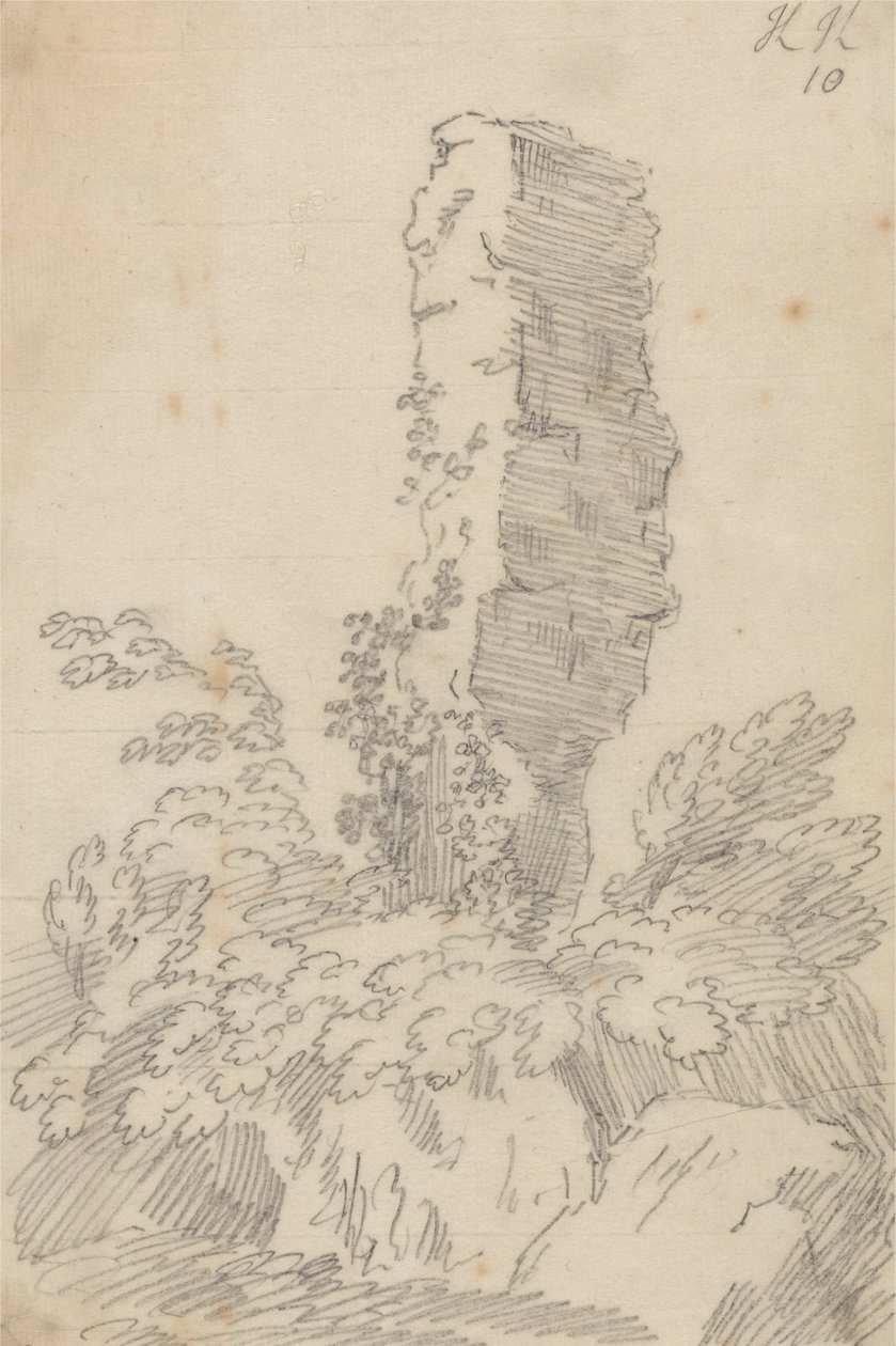 Perpendicular Rock and Trees by John Robert Cozens