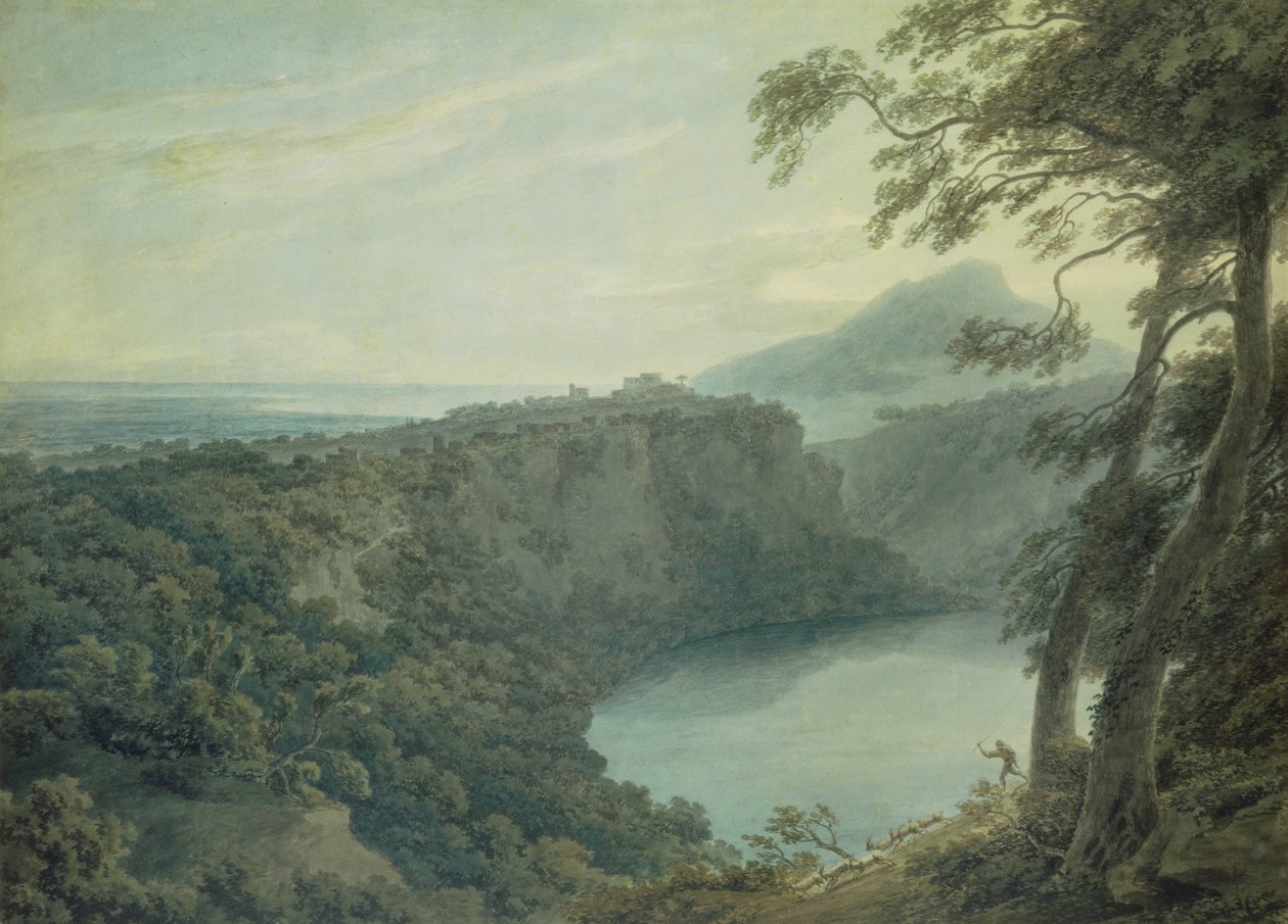 The Lake of Nemi and the Town of Genzano, 18th Century by John Robert Cozens