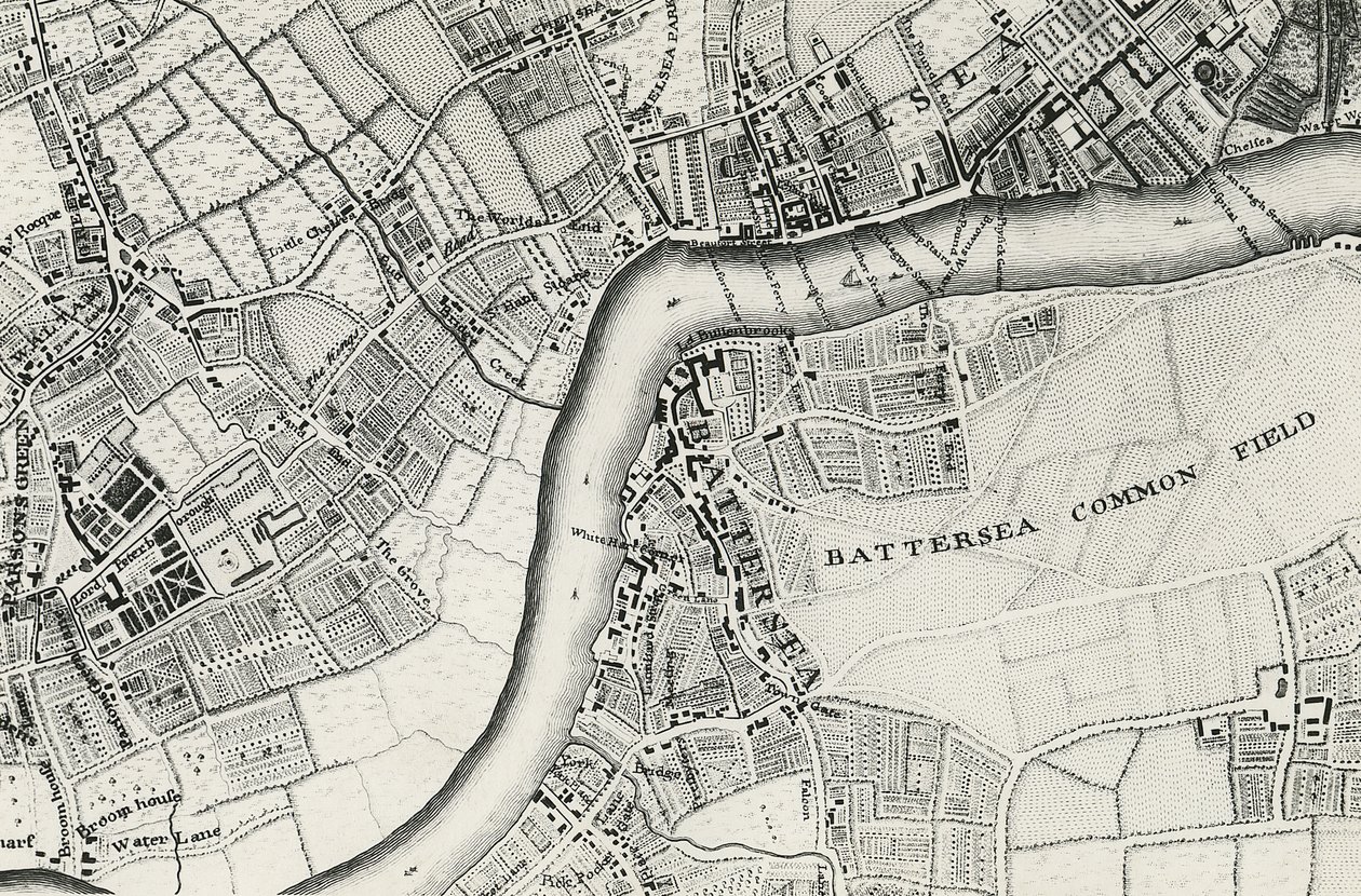 Map of Battersea & Chelsea, 1748 by John Rocque