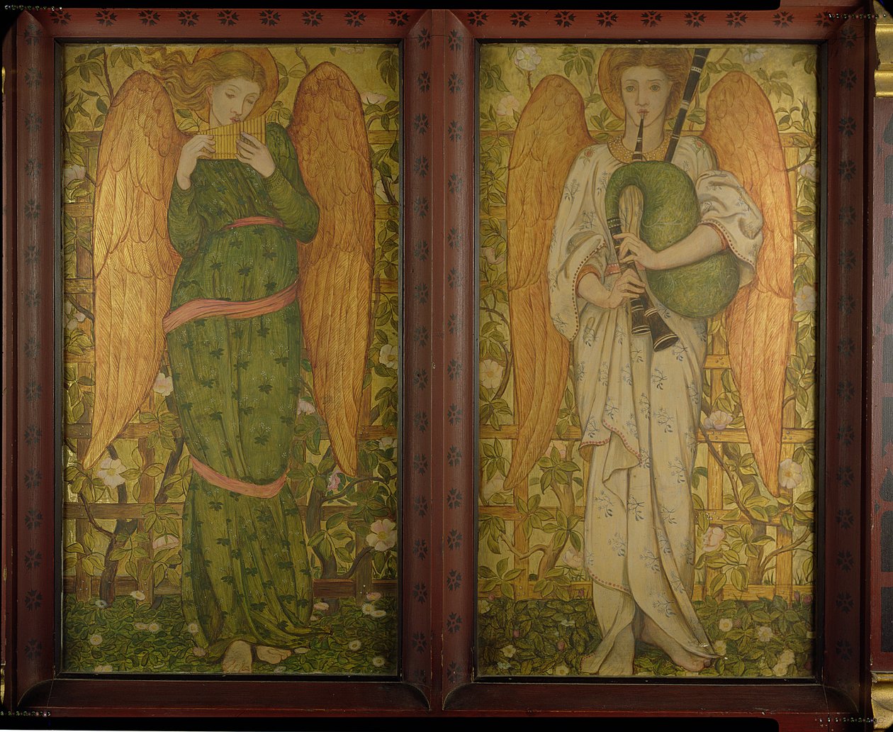 Angels with Pan Pipes and Bagpipes by John Roddam Spencer Stanhope