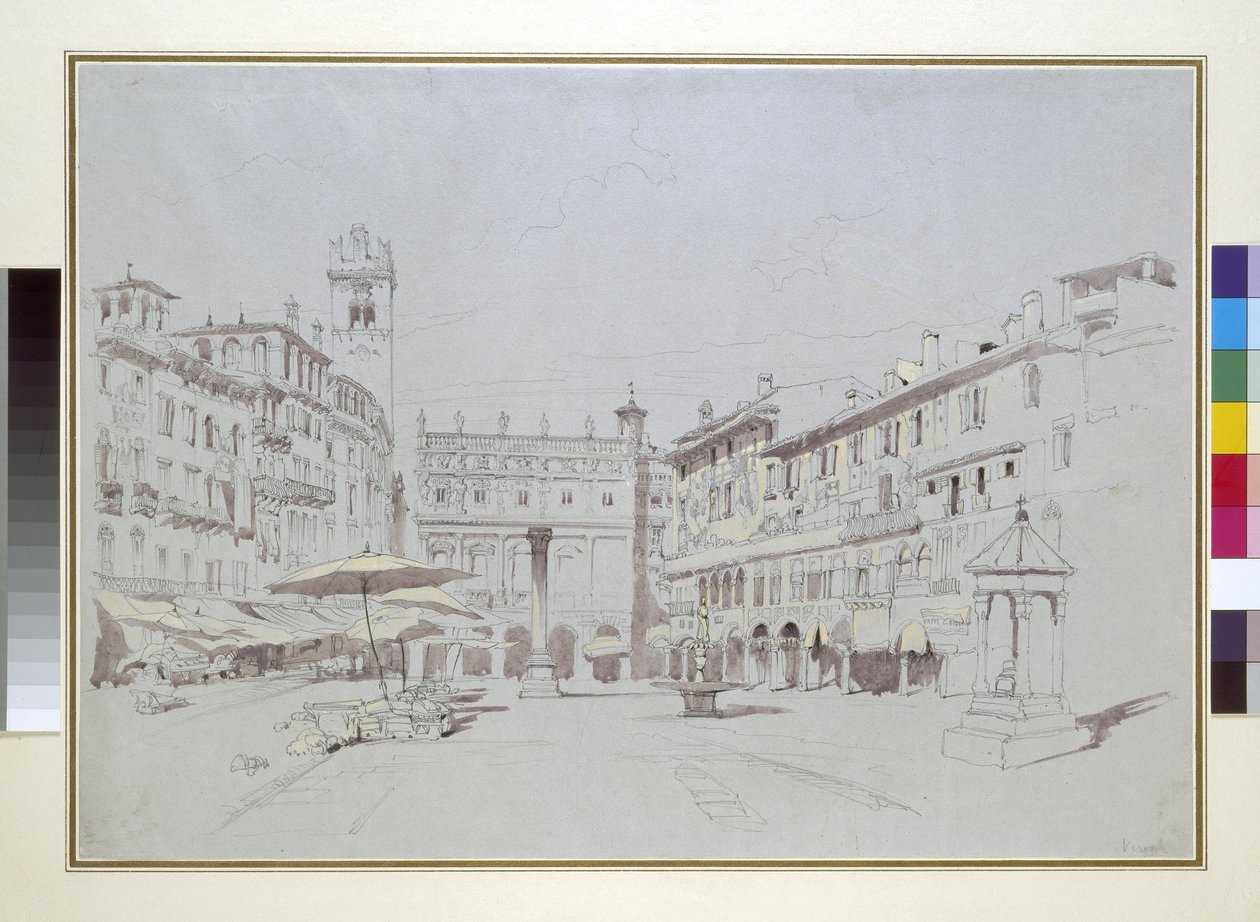 Study for Detail of the Piazza delle Erbe, Verona by John Ruskin
