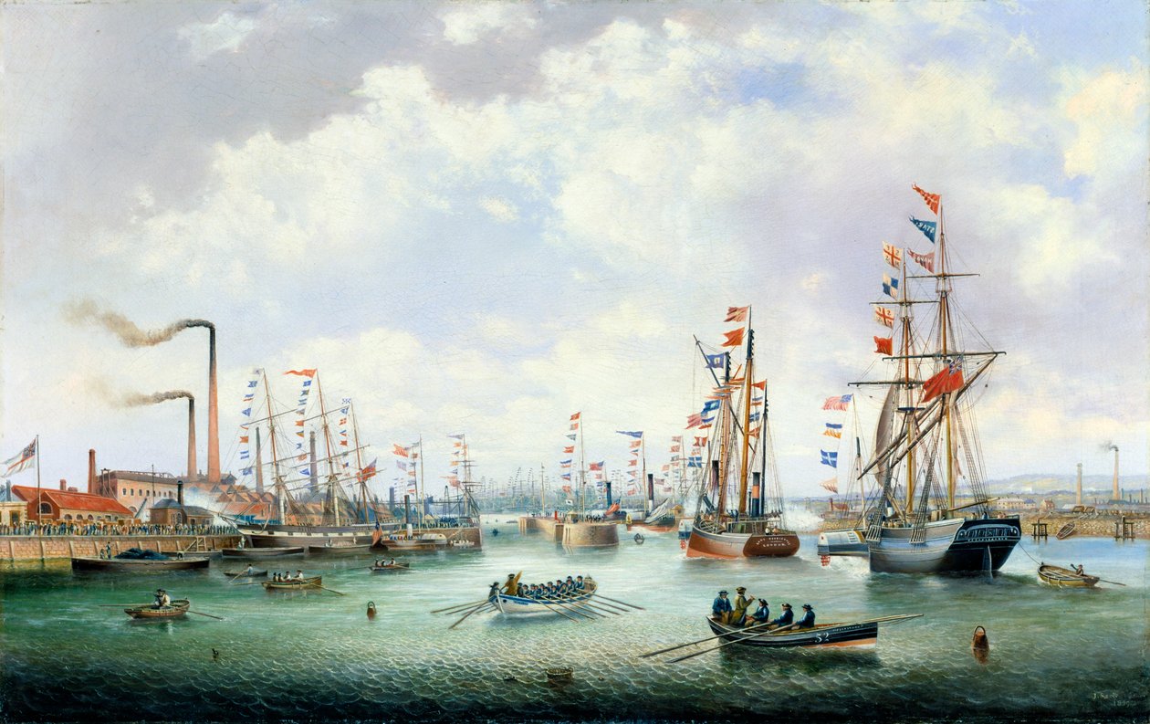 The Opening of Tyne Dock, 1859 by John Scott