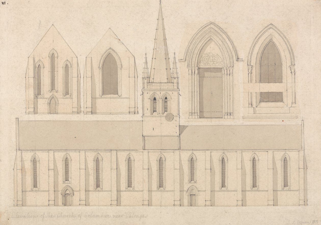 Elevation of the Church of Columbiers, near Valognes, Normandy by John Sell Cotman