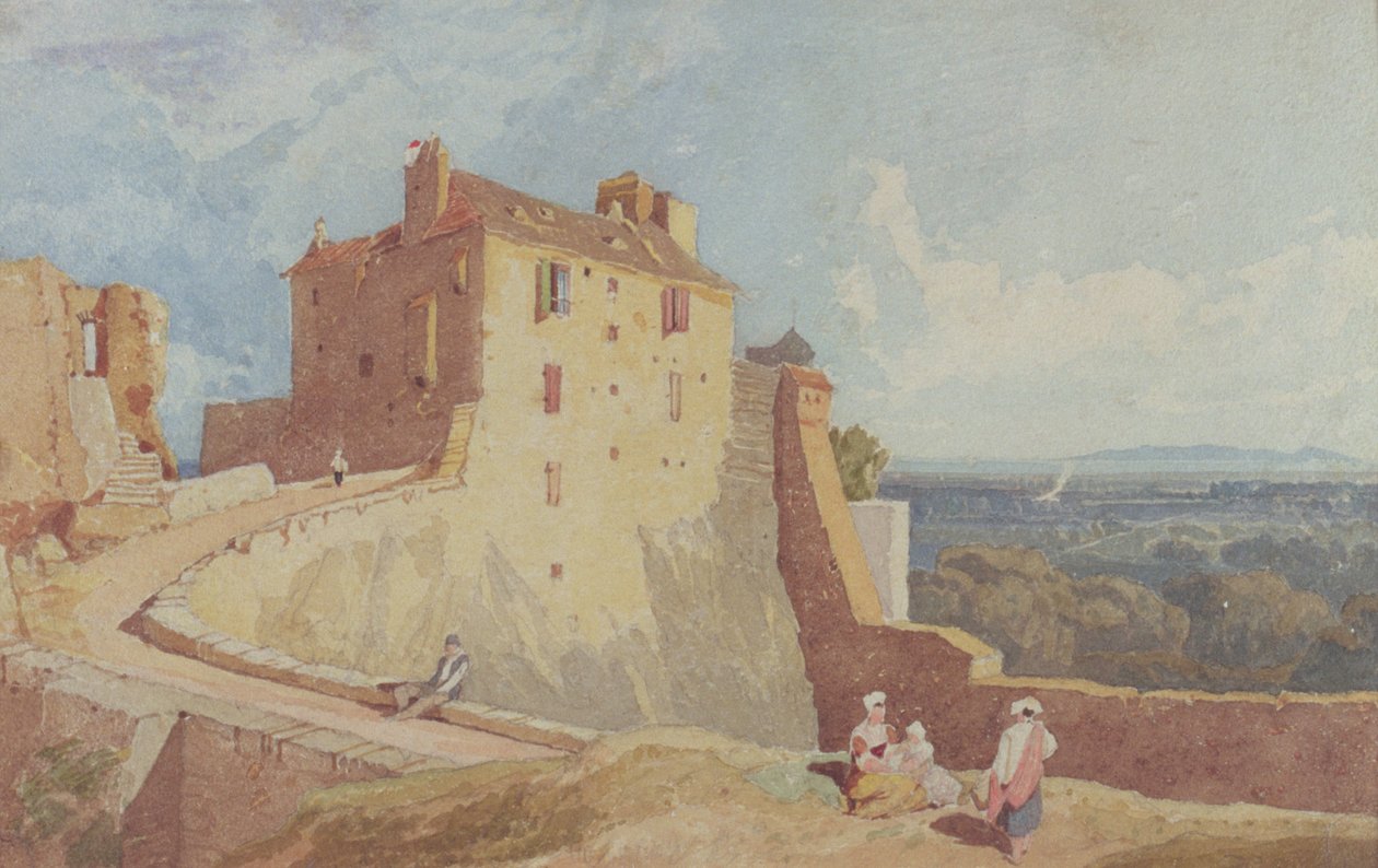 Figures on the Ramparts at Domfront by John Sell Cotman