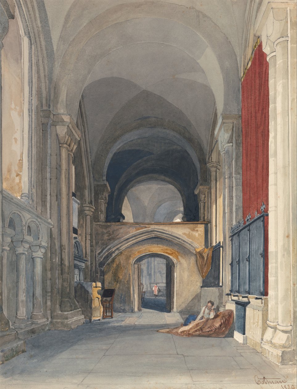 Norwich Cathedral: Interior of the North Aisle of the Choir, Looking East by John Sell Cotman