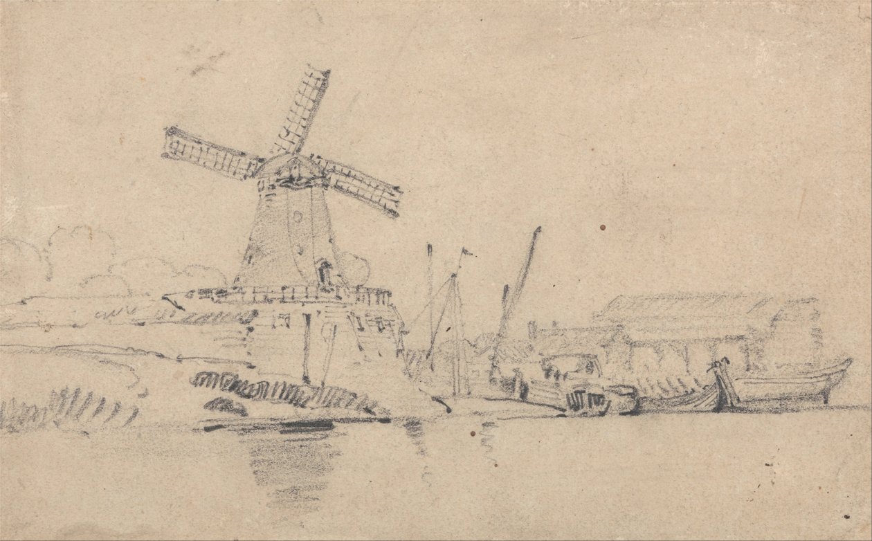 River and Windmill by John Sell Cotman