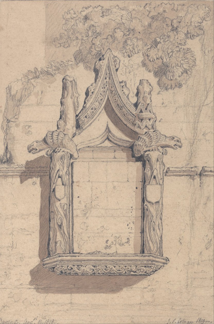 Sculpture upon a House on the North Side of the Cathedral at Bayeux by John Sell Cotman