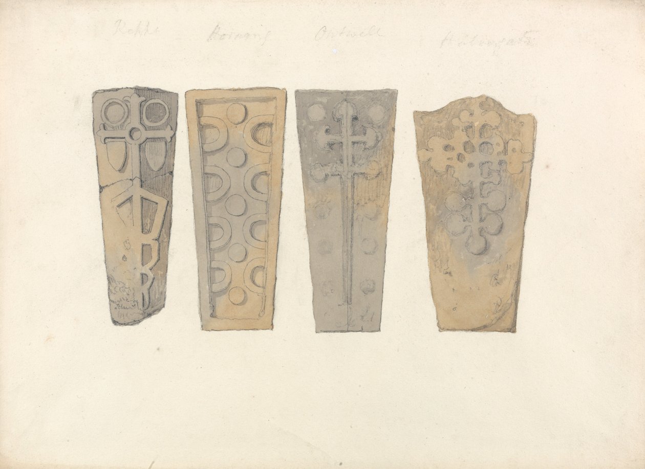 Studies of Four Coffin Lids from Norfolk Churches by John Sell Cotman