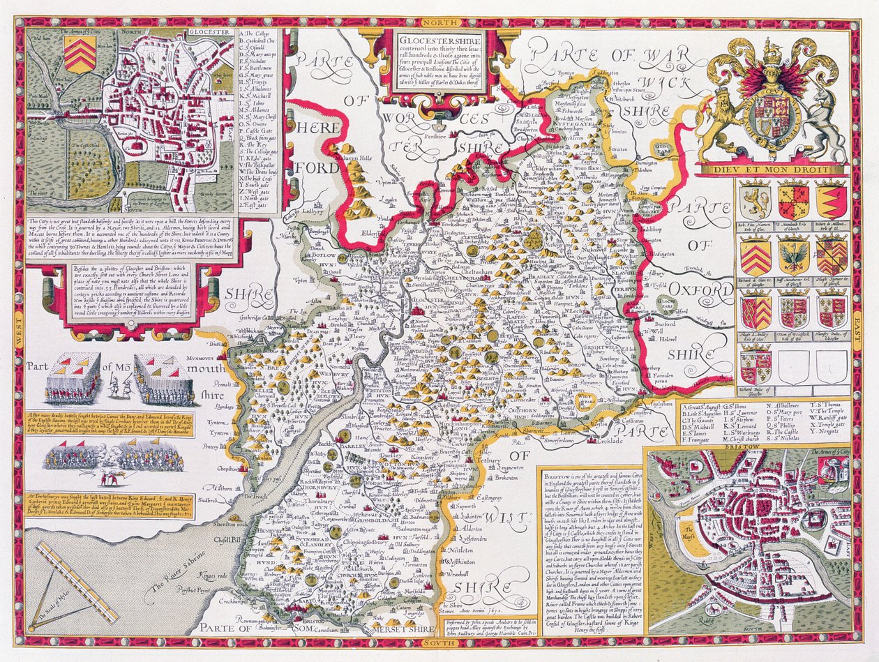 Gloucestershire, engraved by Jodocus Hondius from John Speed