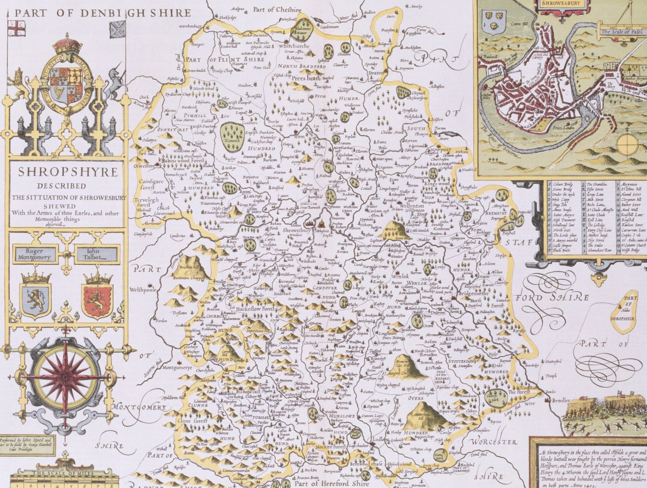 Shropshyre, engraved by Jodocus Hondius from John Speed