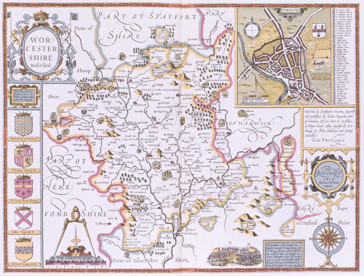 Worchestershire, engraved by Jodocus Hondius from John Speed