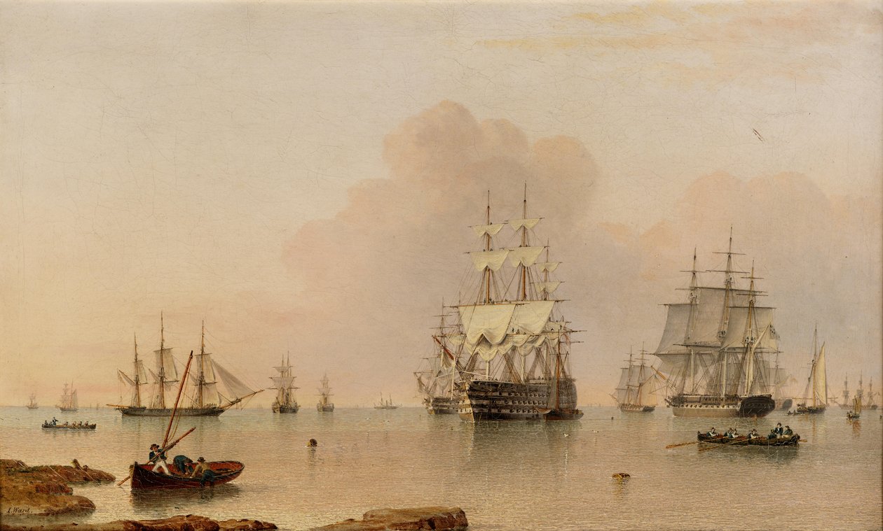 H.M.S. Britannia at Anchor with the Fleet by John Ward of Hull