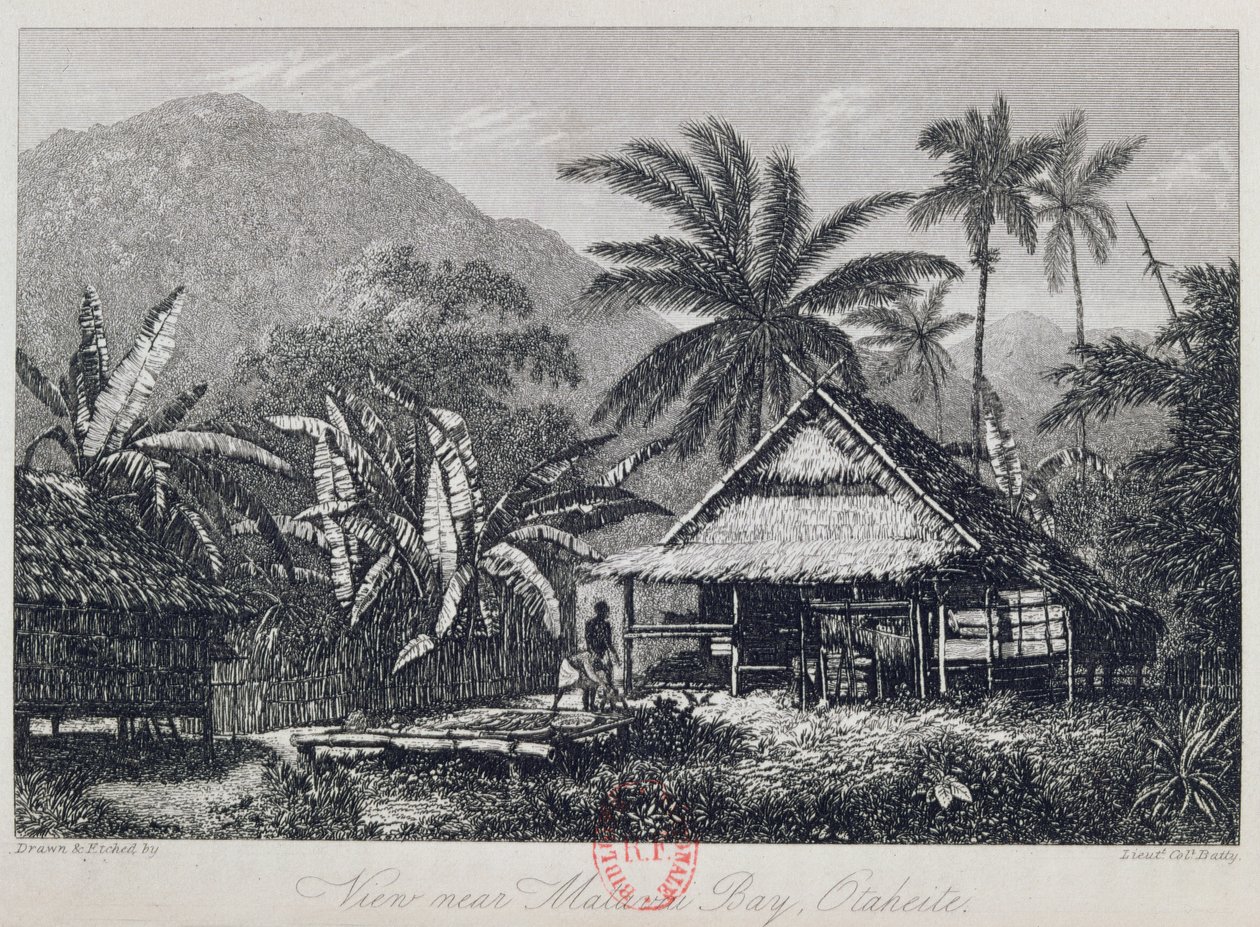 View Near Matavai Bay, Otaheite, Engraved by Lieutenant Colonel Batty, from an Account of the Voyage of HMS Bounty by John Barrow, 1835 by John Webber