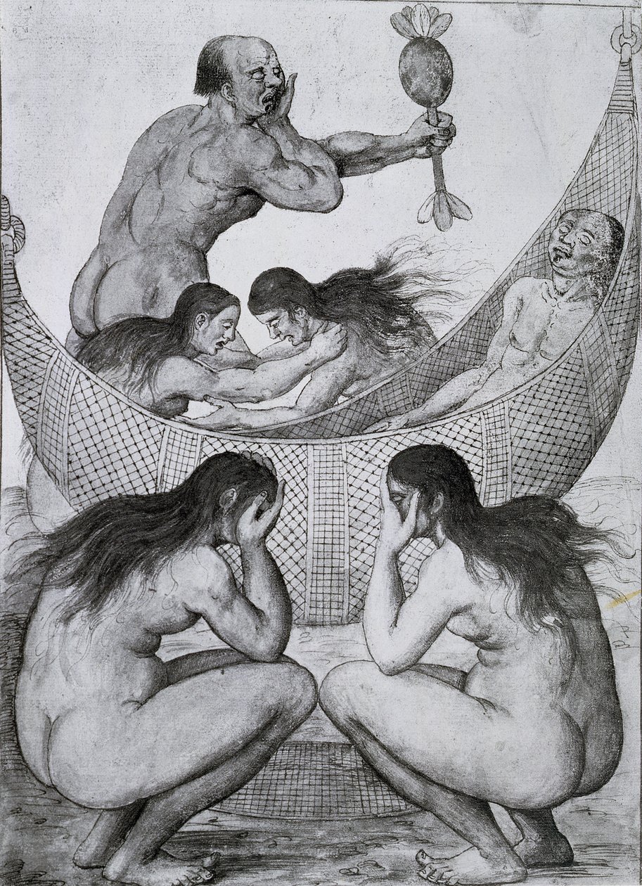 Indians of Brazil Mourning over a Dead Man by John White