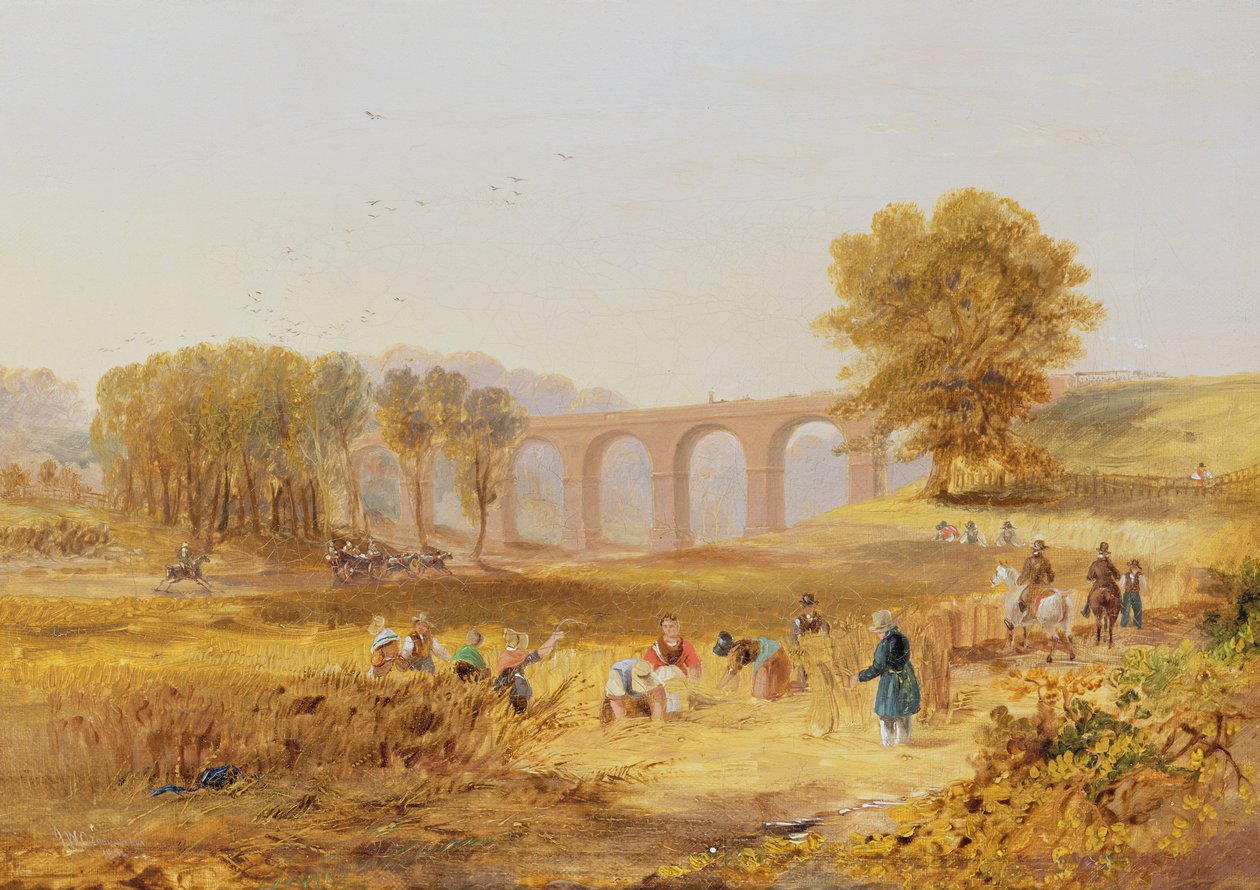 Corby Viaduct, the Newcastle and Carlisle Railway, 1836 by John Wilson Carmichael