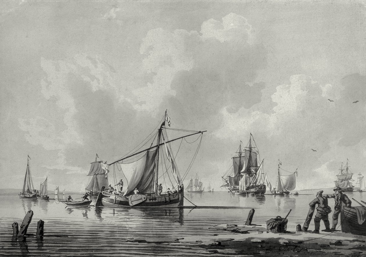 River with Shipping by John the Younger Cleveley