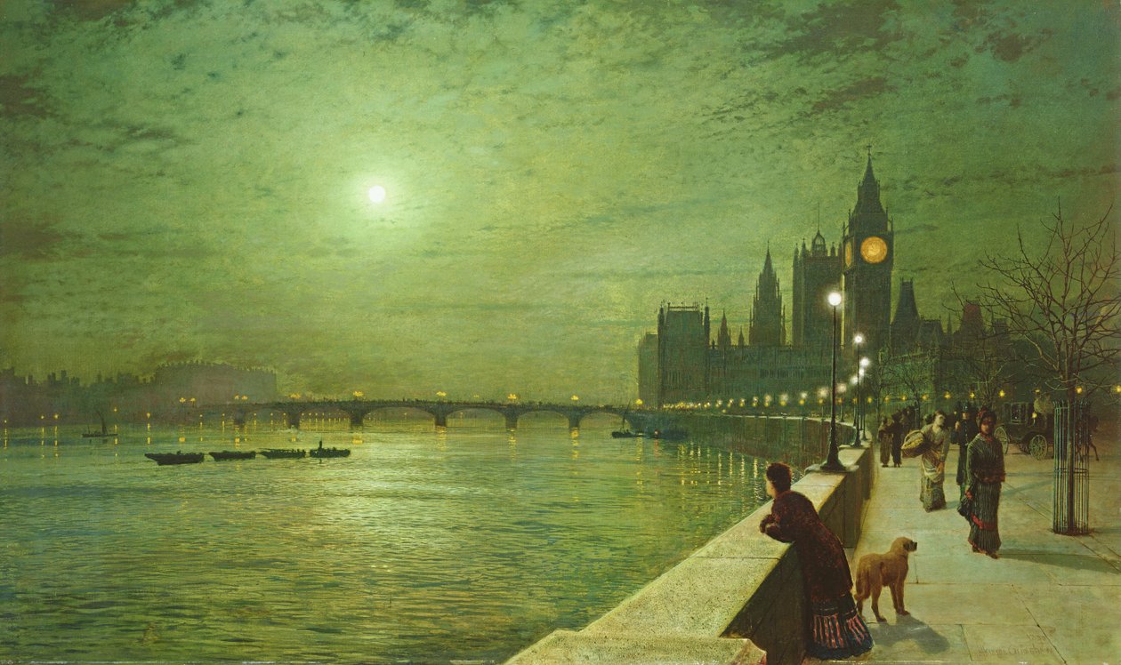 Light Reflections on the Thames at Westminster by John Atkinson Grimshaw