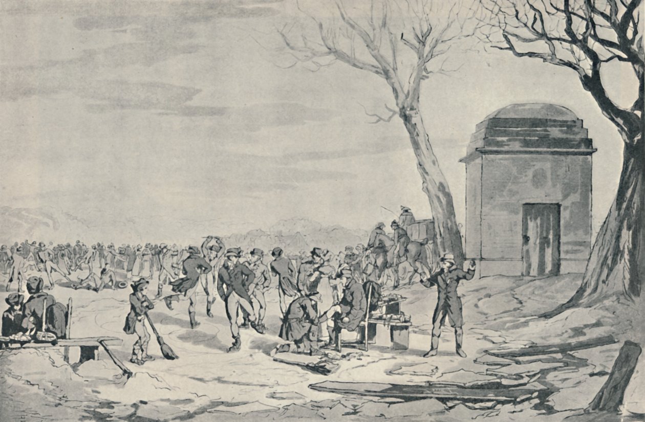 Skating in Hyde Park, 1807 by John Augustus Atkinson