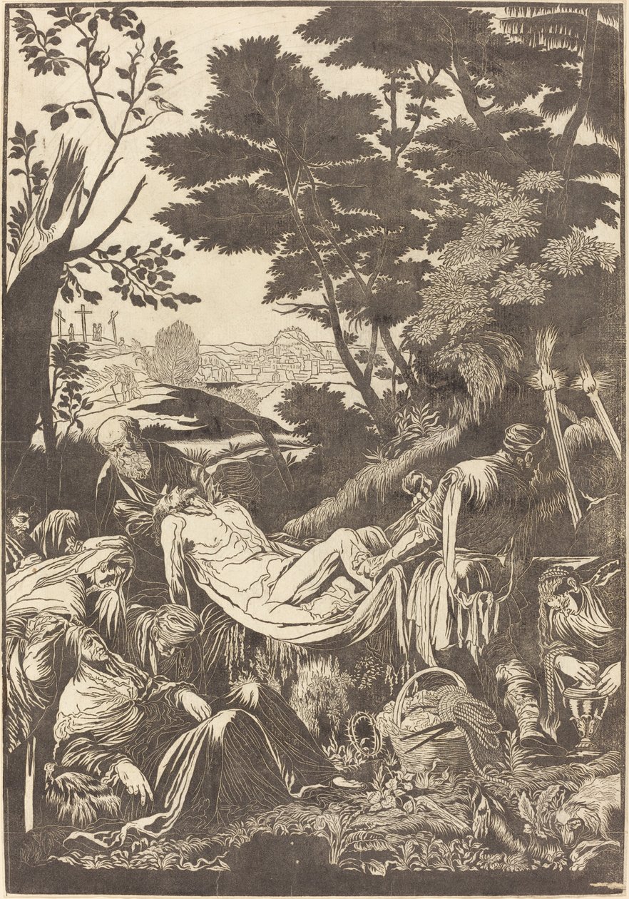 The Entombment by John Baptist Jackson after Jacopo Bassano