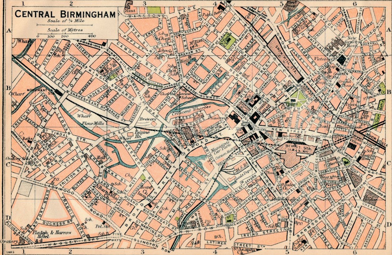 Central Birmingham by John Bartholomew