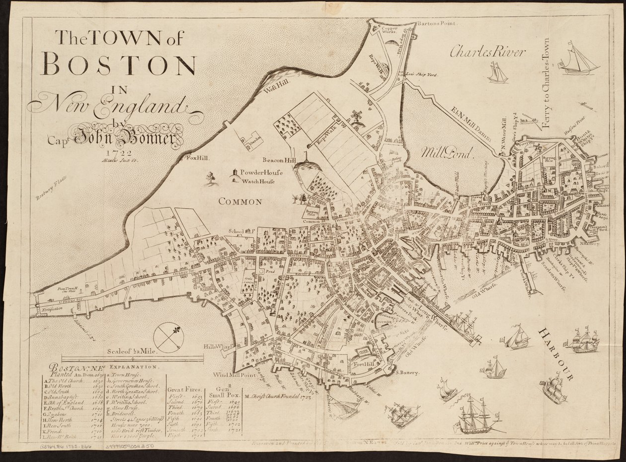 The Town of Boston in New England by John Bonner