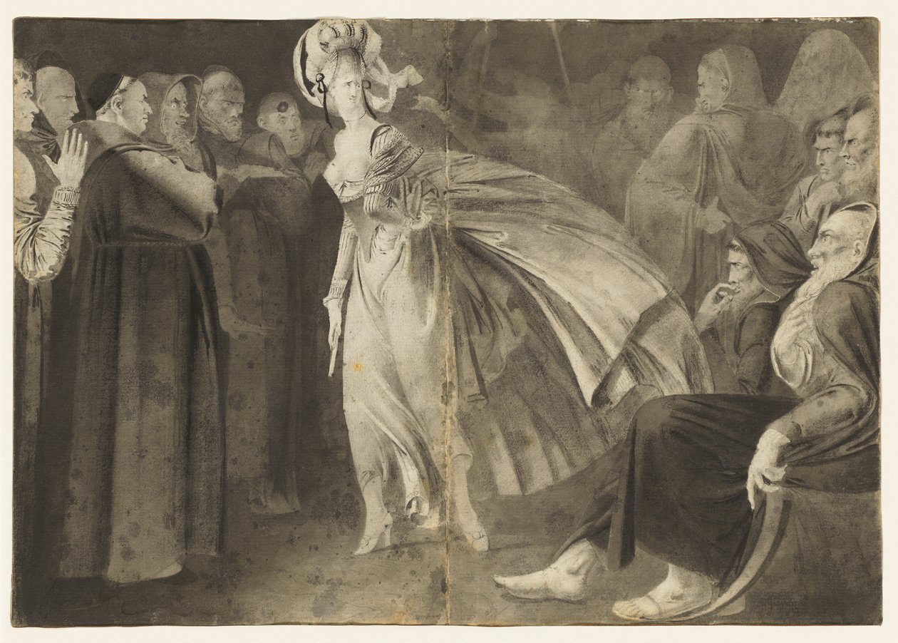Woman Standing among the Friars (recto) by John Brown