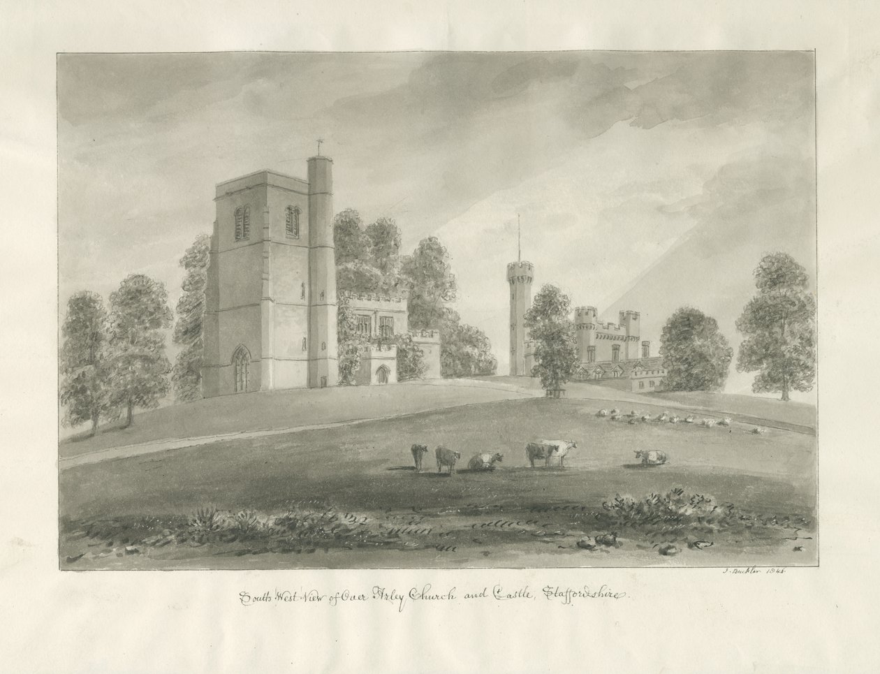 Arley Church and Castle by John Buckler