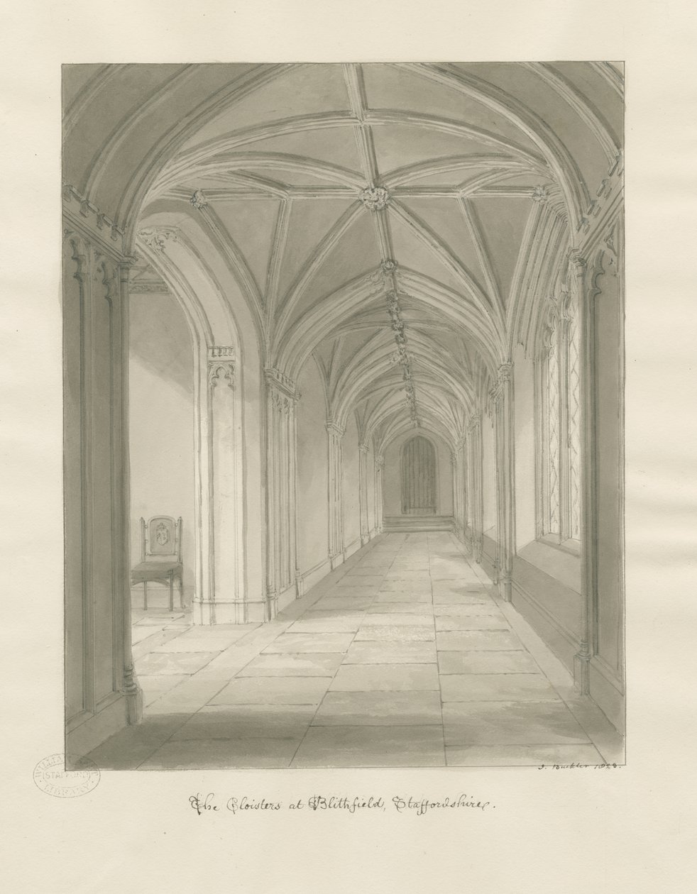 Blithfield Hall - Cloisters by John Buckler