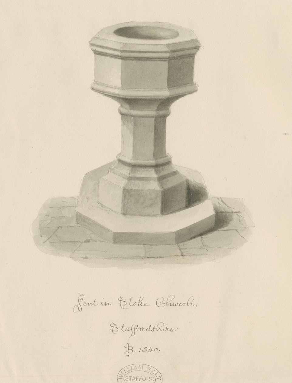 Font in Stoke-upon-Trent Church by John Buckler