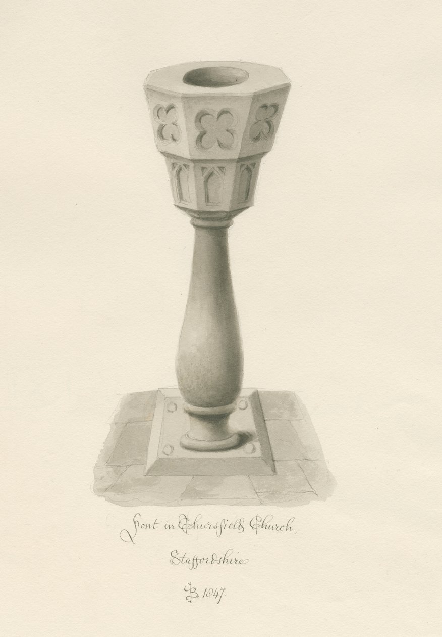 Font in Thursfield Chapel by John Buckler