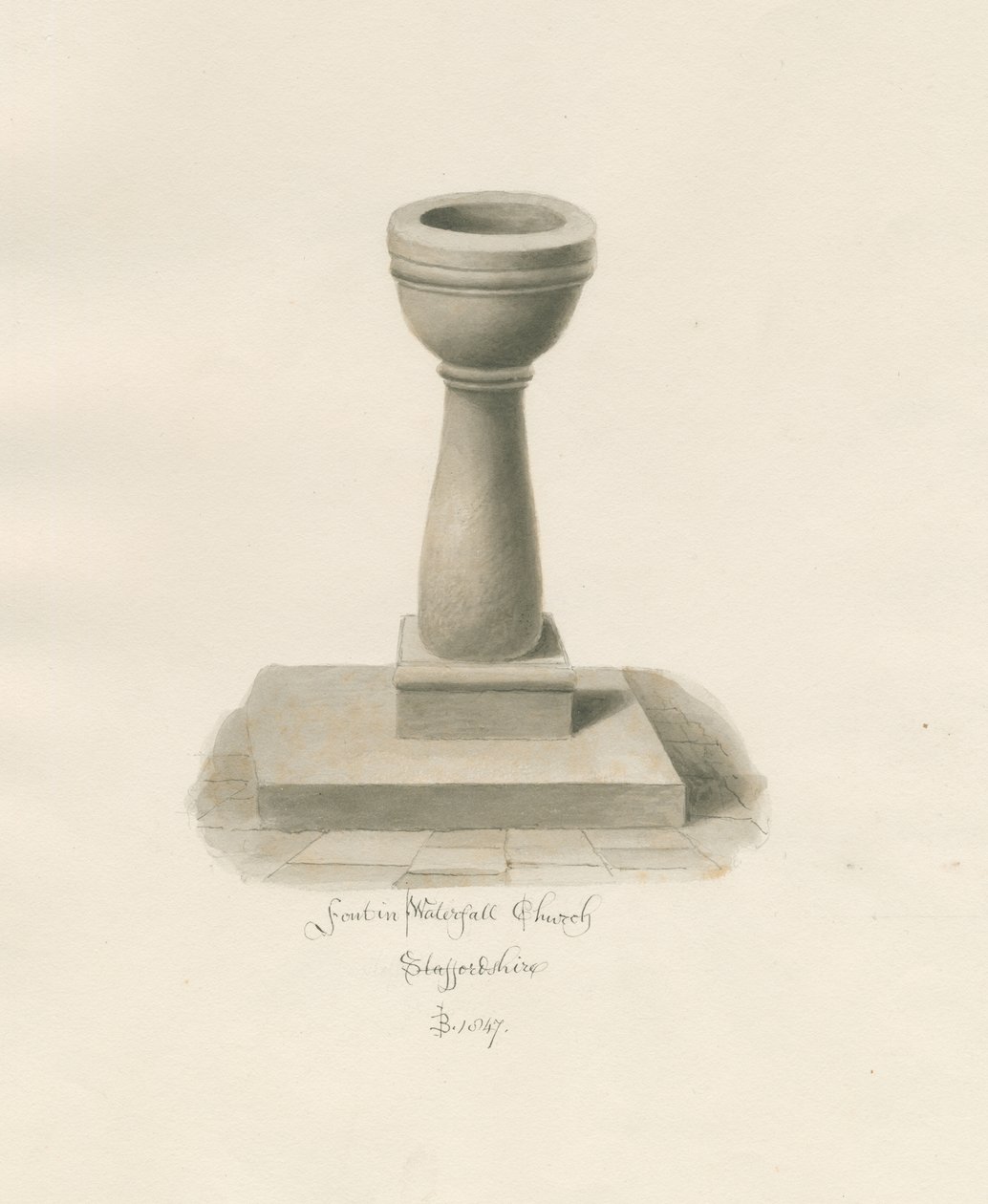 Font in Waterfall Church by John Buckler