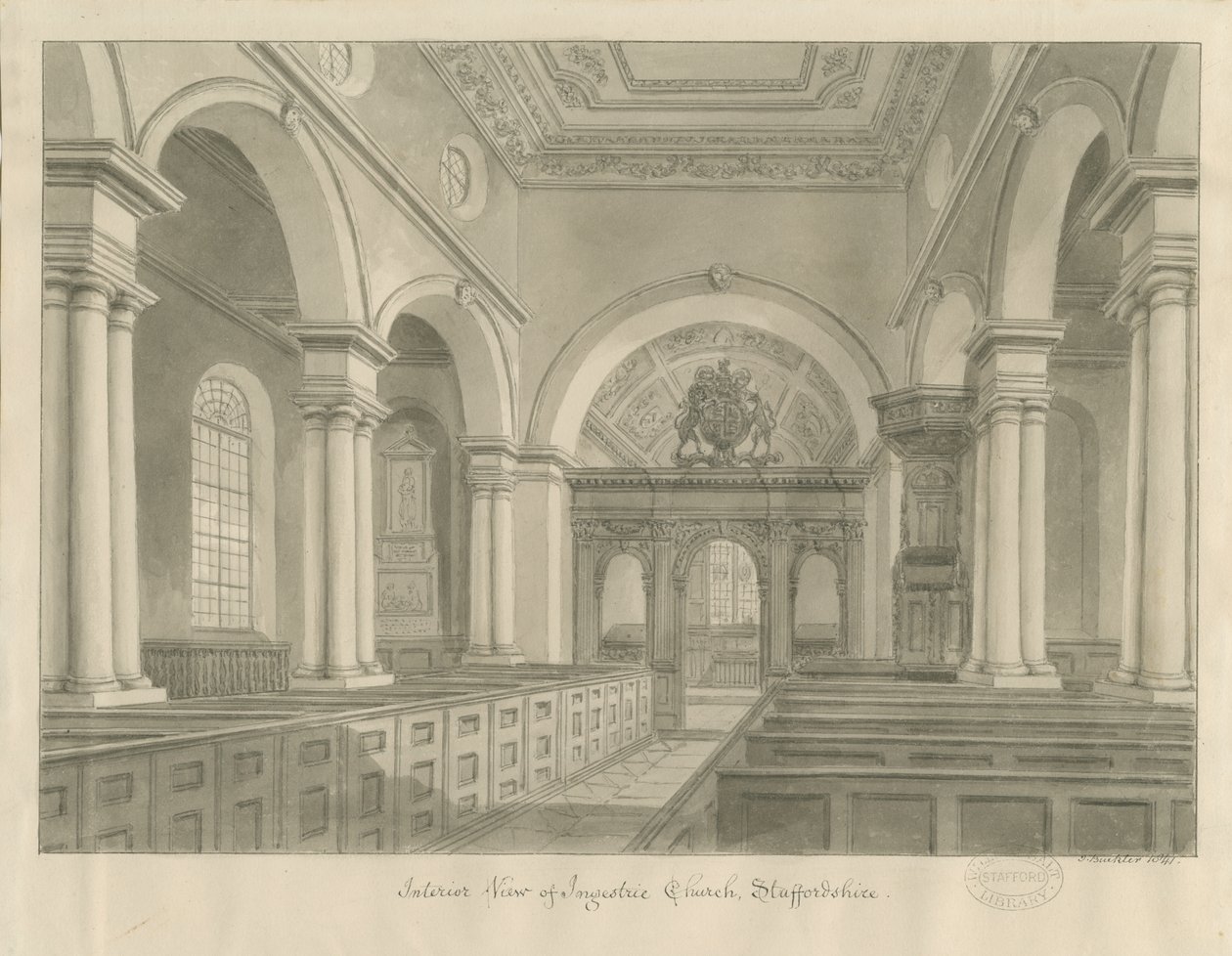 Interior of Ingestre Church by John Buckler