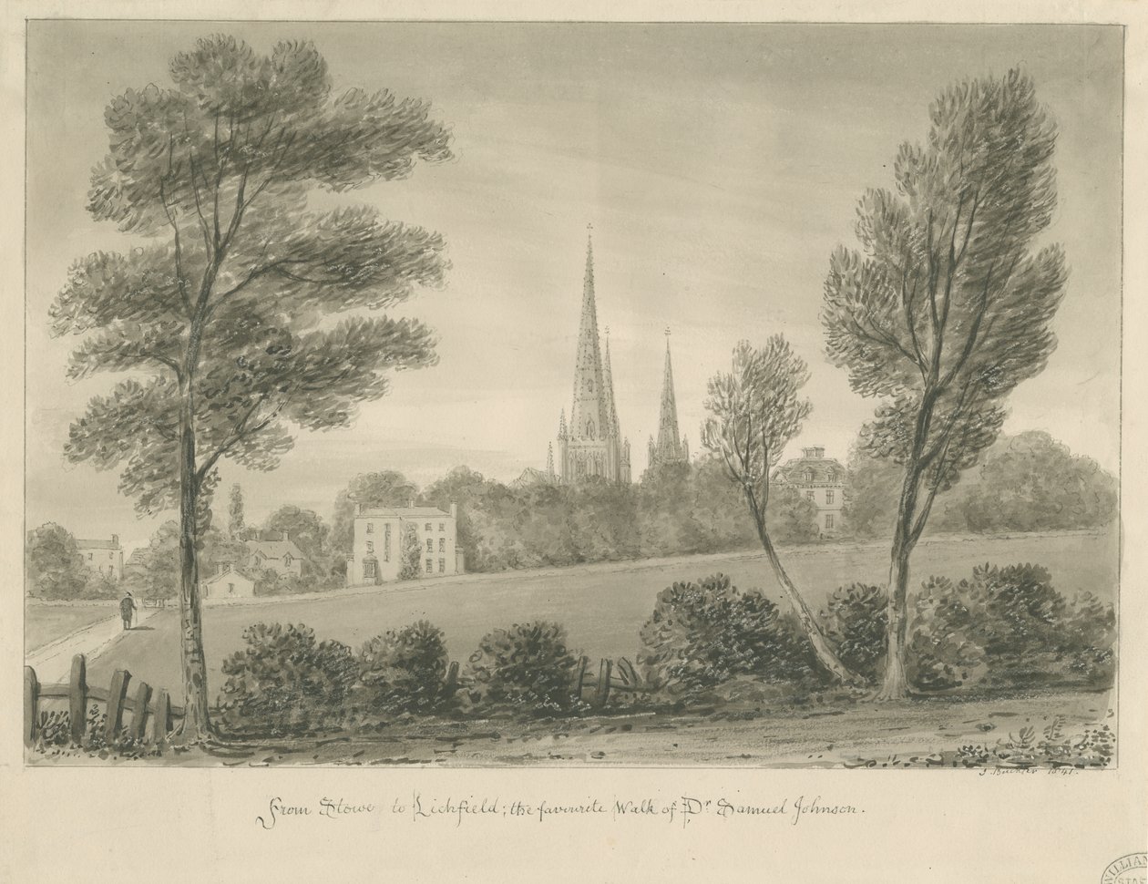 Lichfield - Stowe: Sepia Drawing by John Buckler