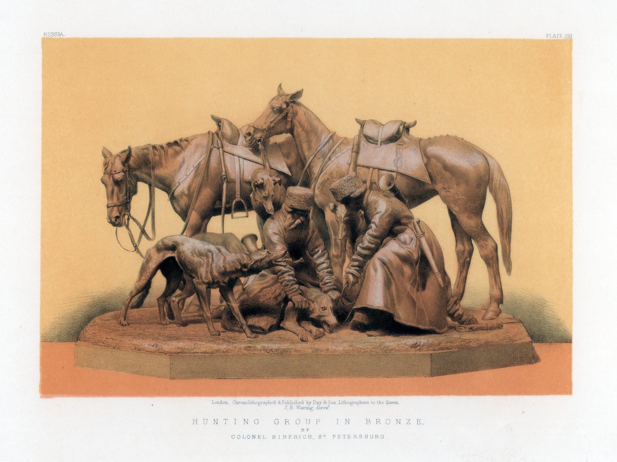 Hunting Group in Bronze, 19th Century by John Burley Waring