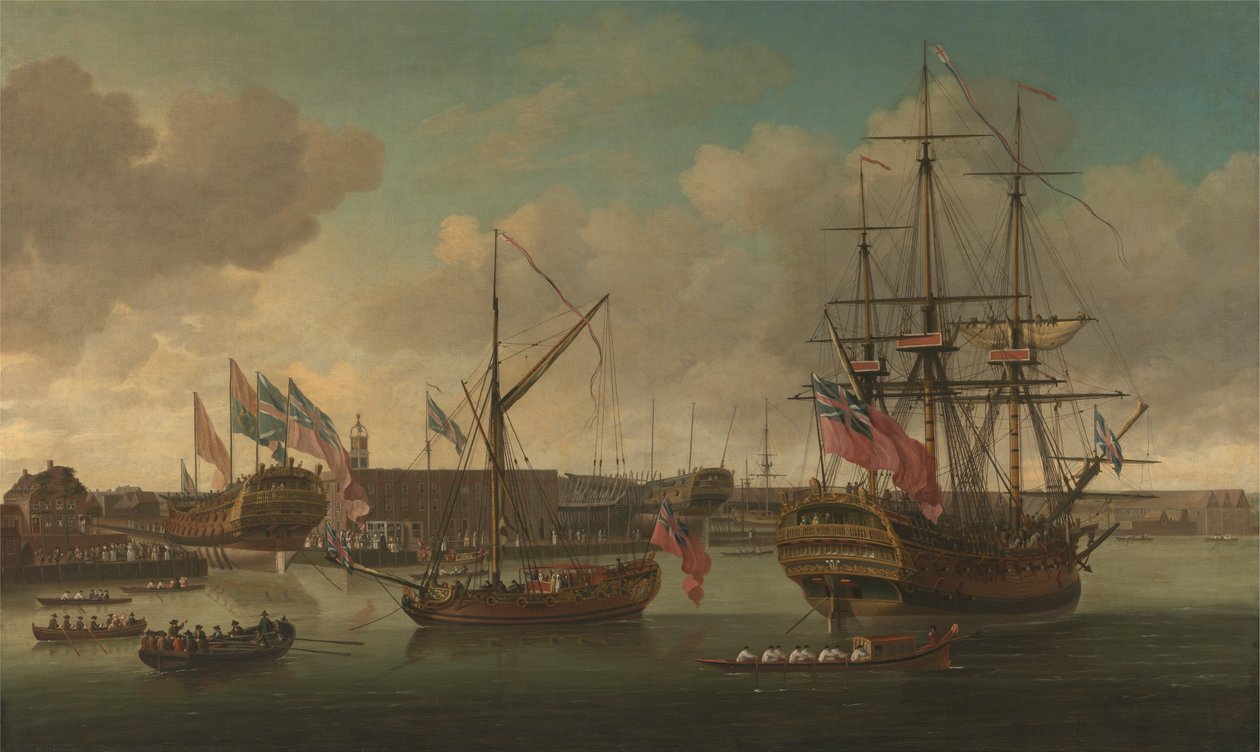 Launching at Deptford by John Cleveley the elder