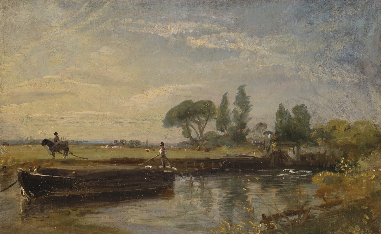 Barge below Flatford Lock, ca. 1810 by John Constable
