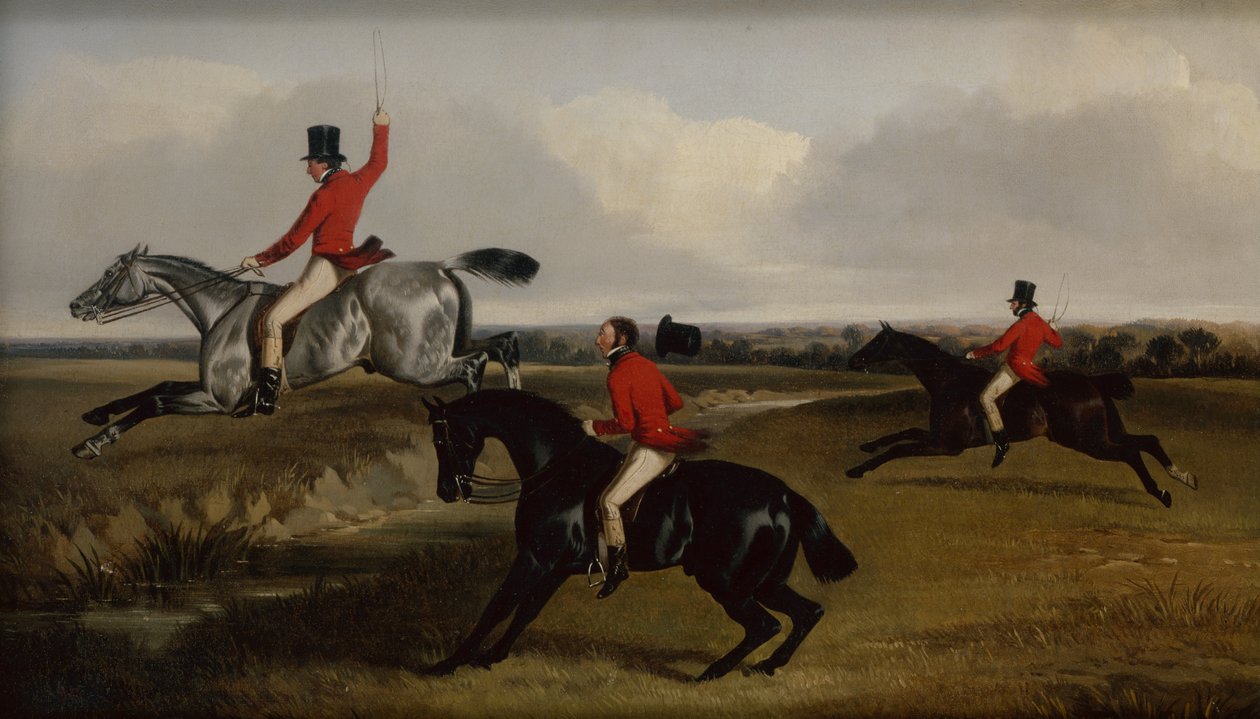 Three Huntsmen Taking a Brook by John Dalby