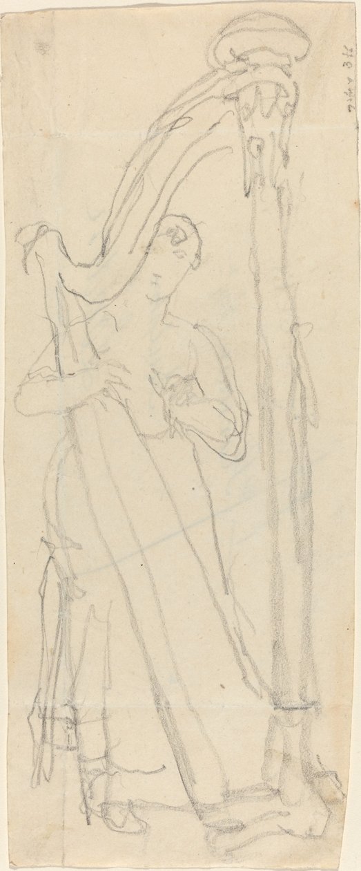 Woman Playing a Harp (Lavinia Banks?) by John Flaxman
