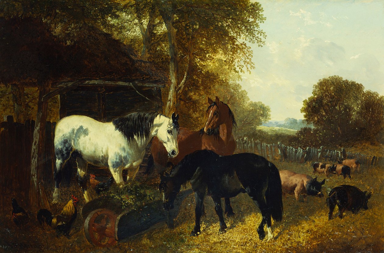 A Farmyard Scene by John Frederick Herring Junior