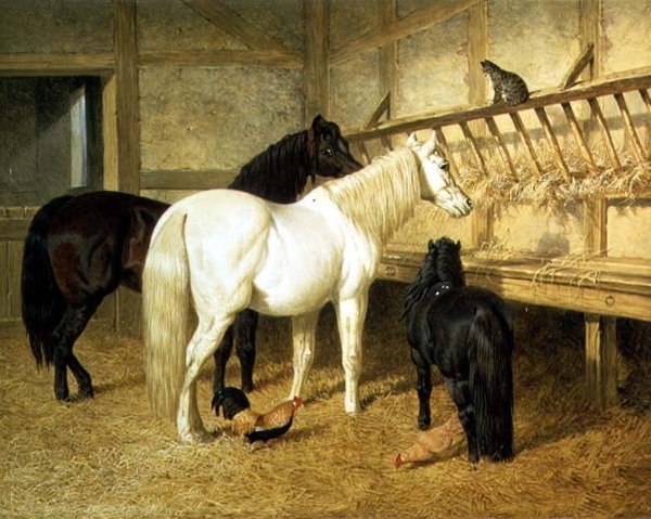 Ponies at the Manger by John Frederick Herring Senior