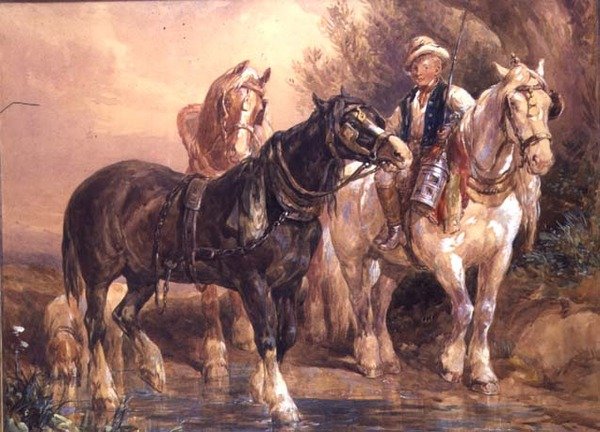 Boy and Cart Horses by John Frederick Tayler