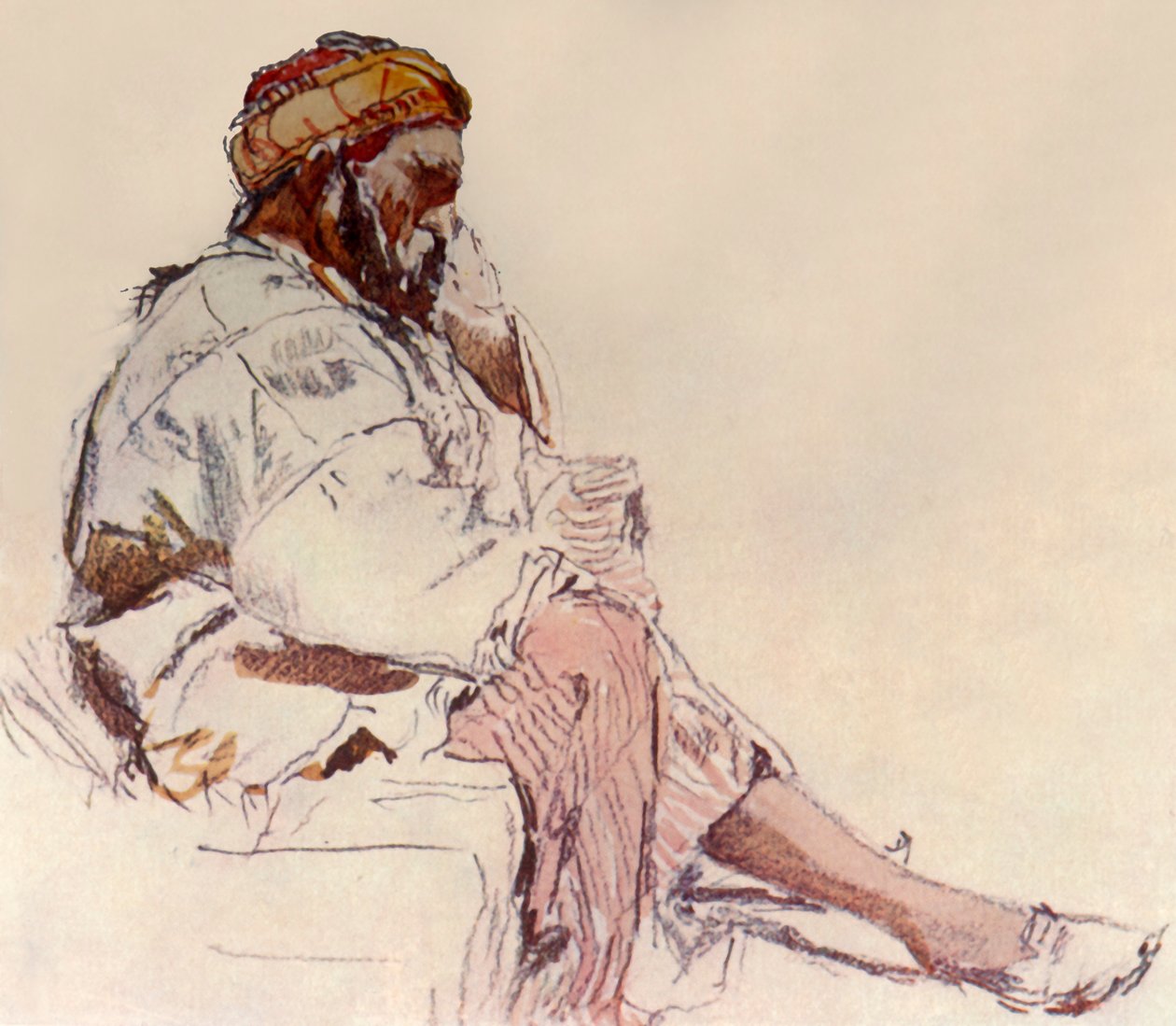 Syrian Peasant Seated: In Profile by John Fulleylove