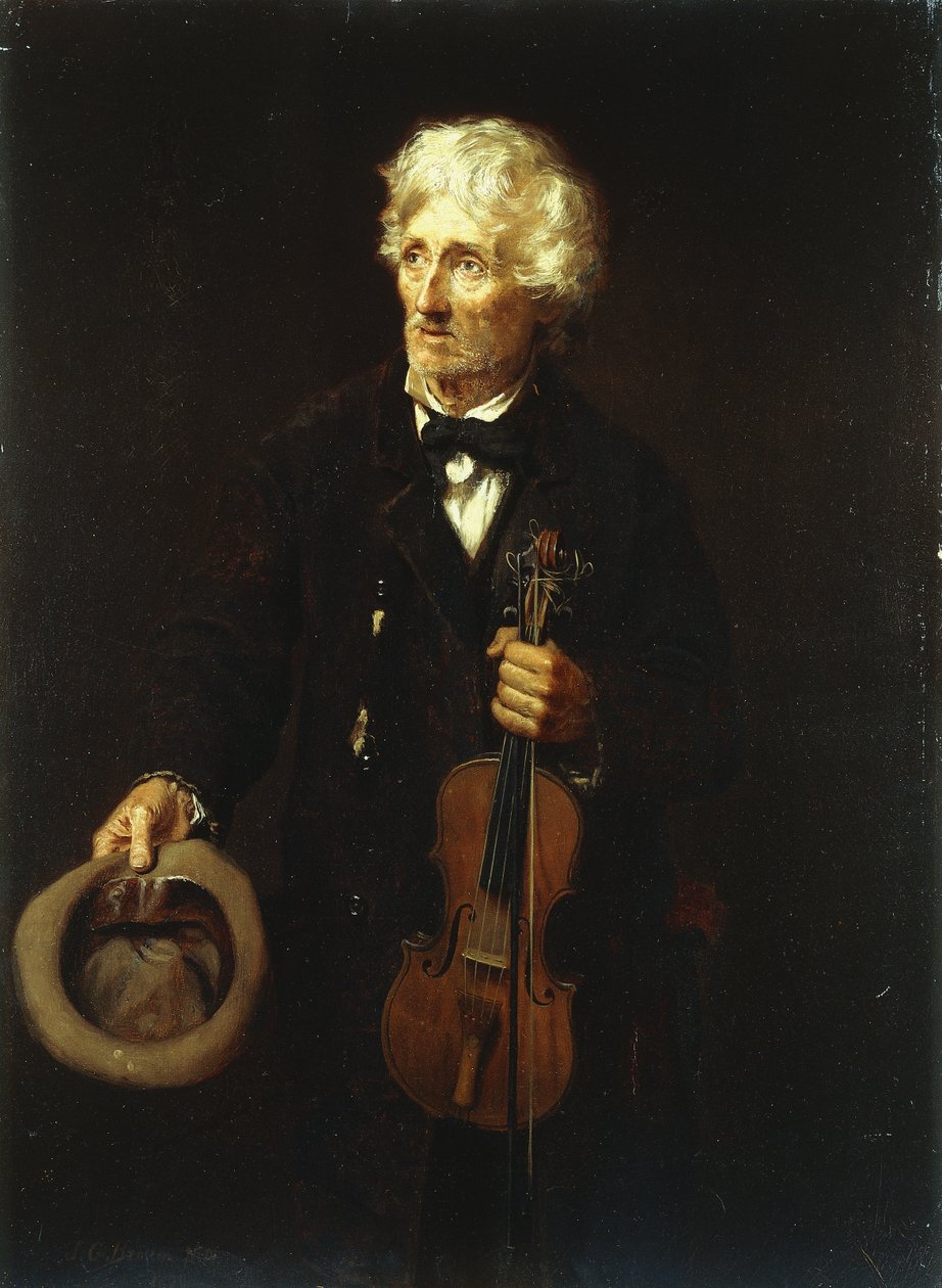 Man With Violin by John George Brown