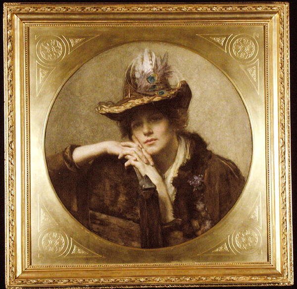 Woman with Peacock Feather Hat by John Henry Henshall