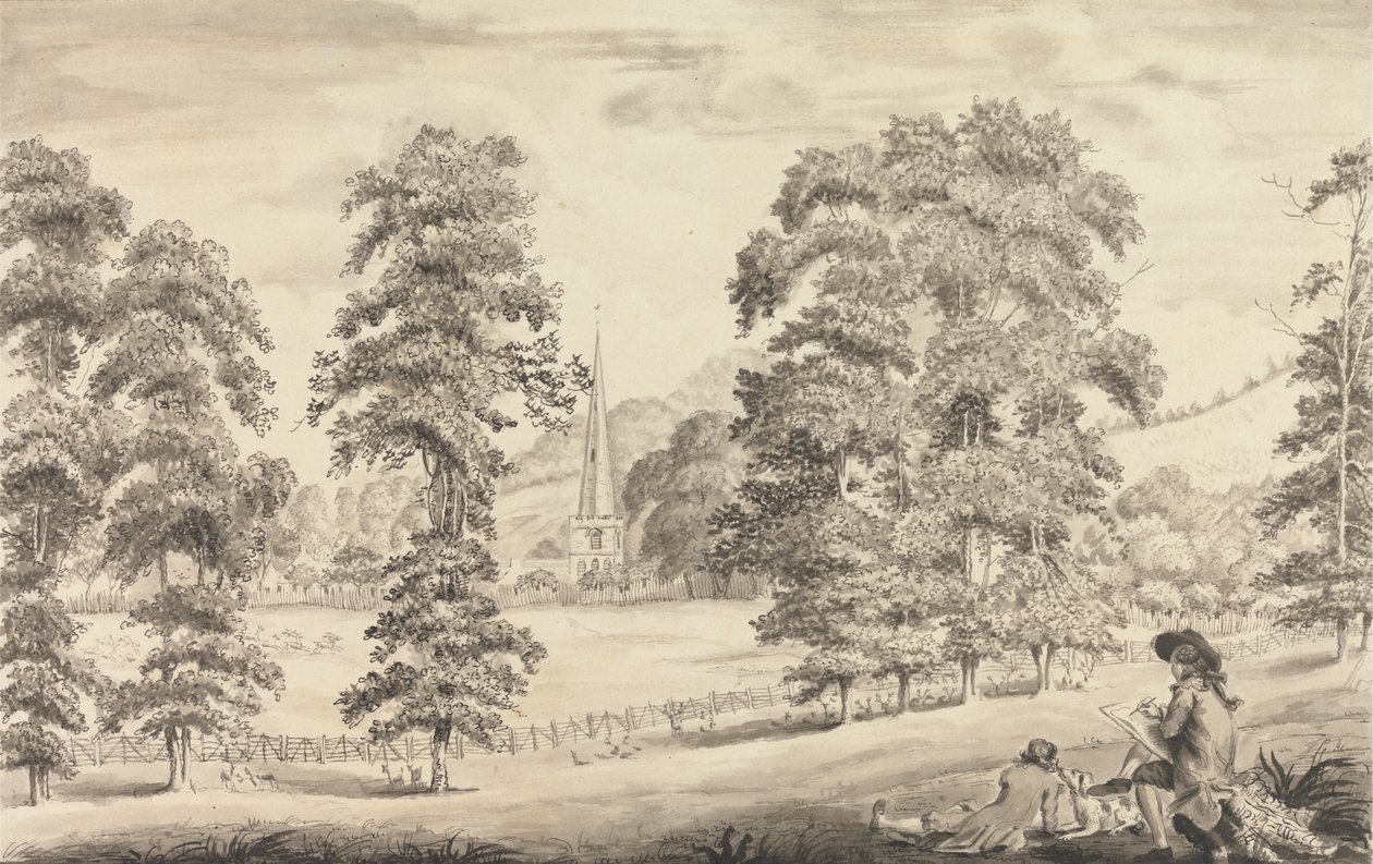 Landscape with Ledbury Church Spire by John James Barralet