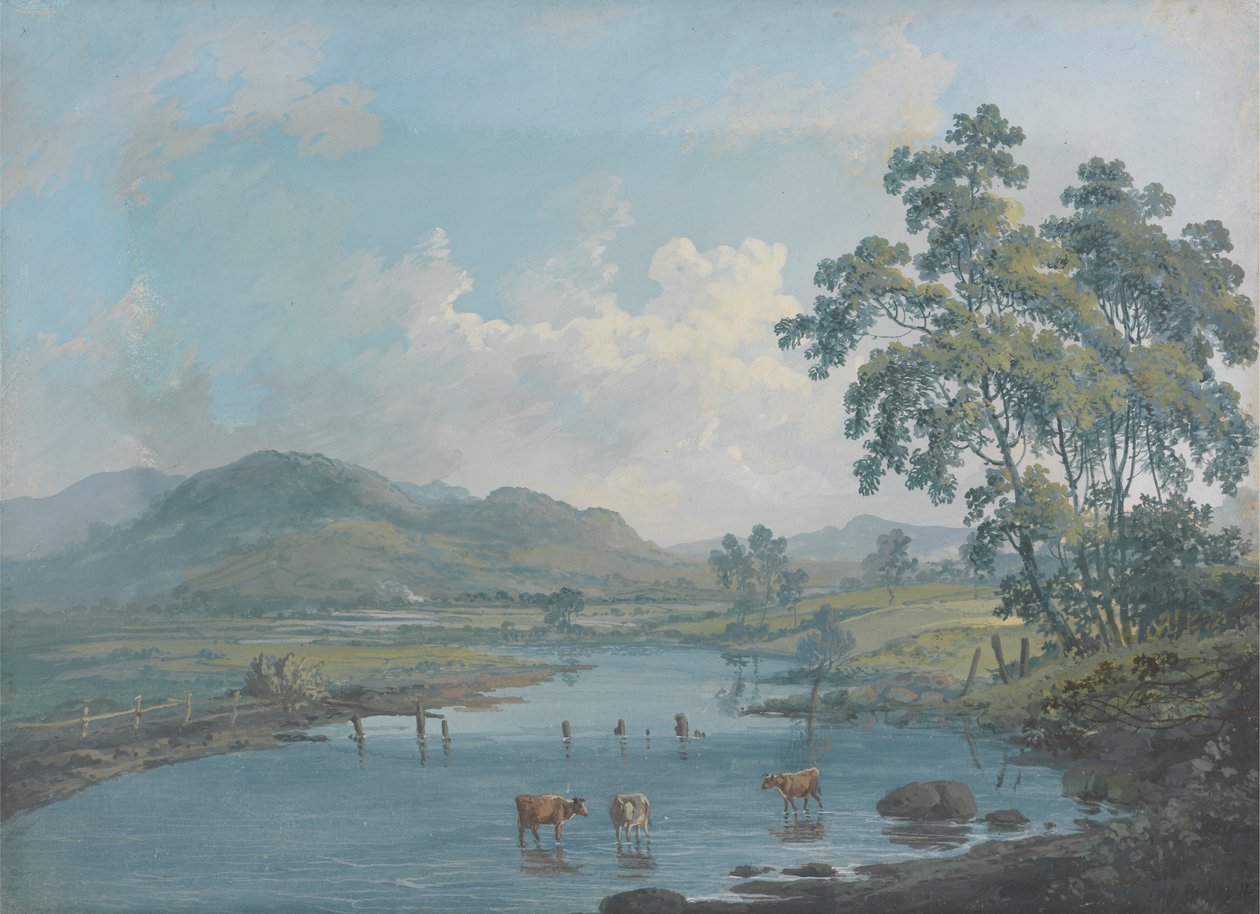 River Landscape with Cattle Watering by John Laporte