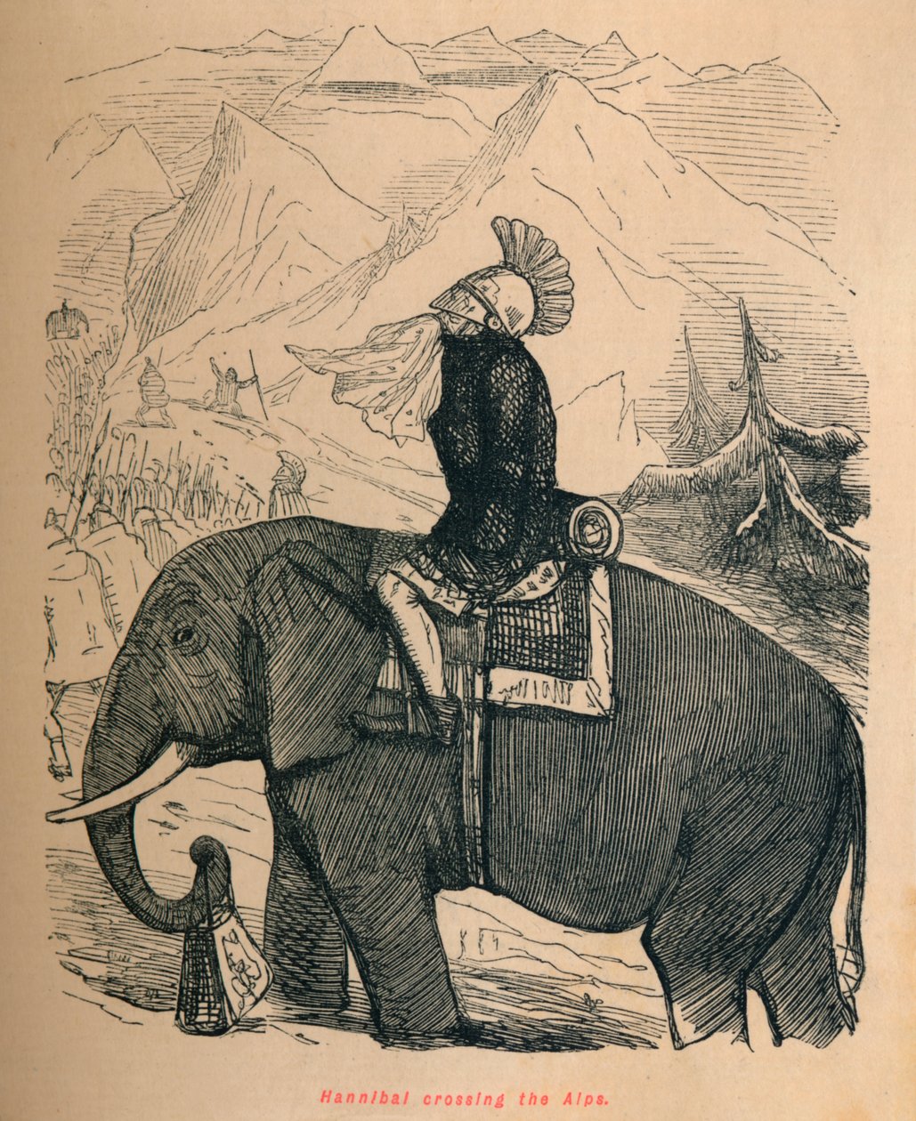Hannibal crossing the Alps by John Leech