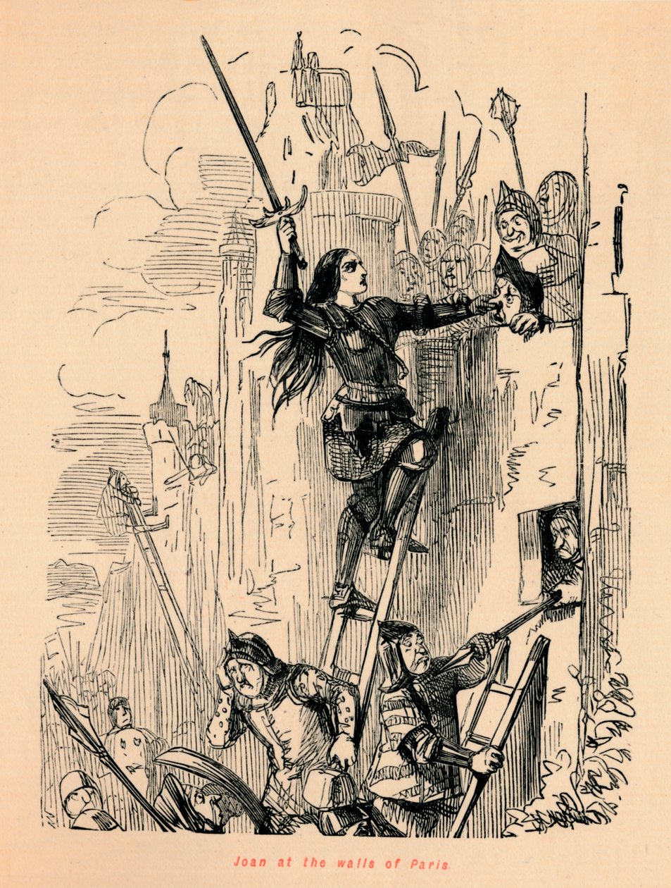 Joan at the walls of Paris by John Leech