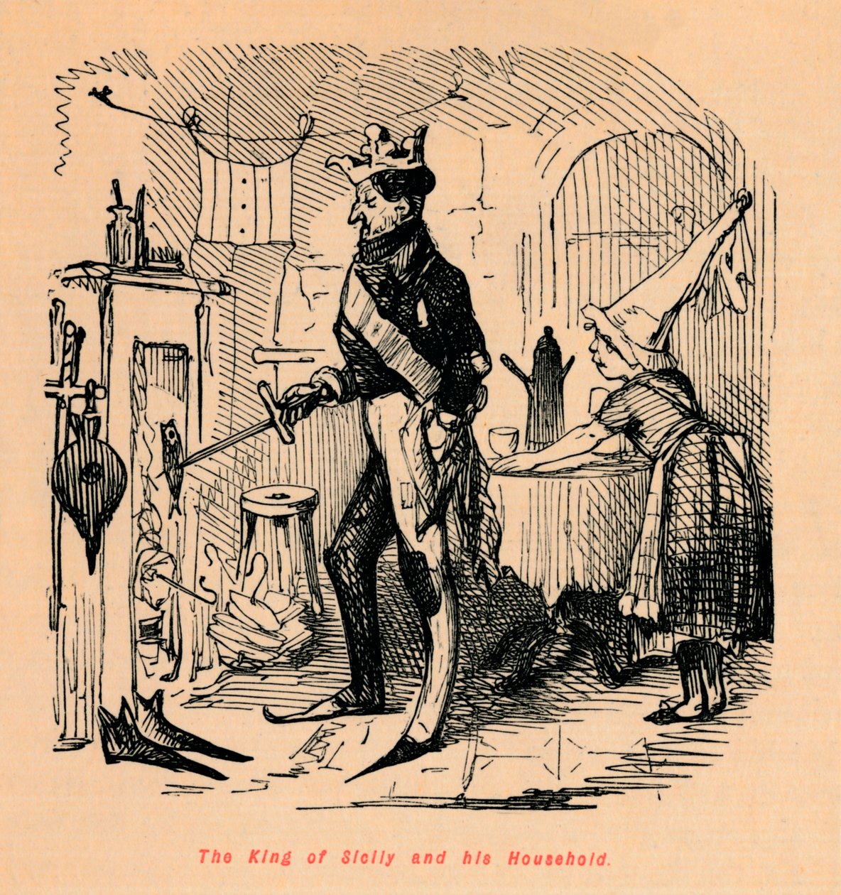The King of Sicily and His Household by John Leech